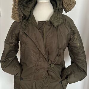 Women's Olive Hooded Parka